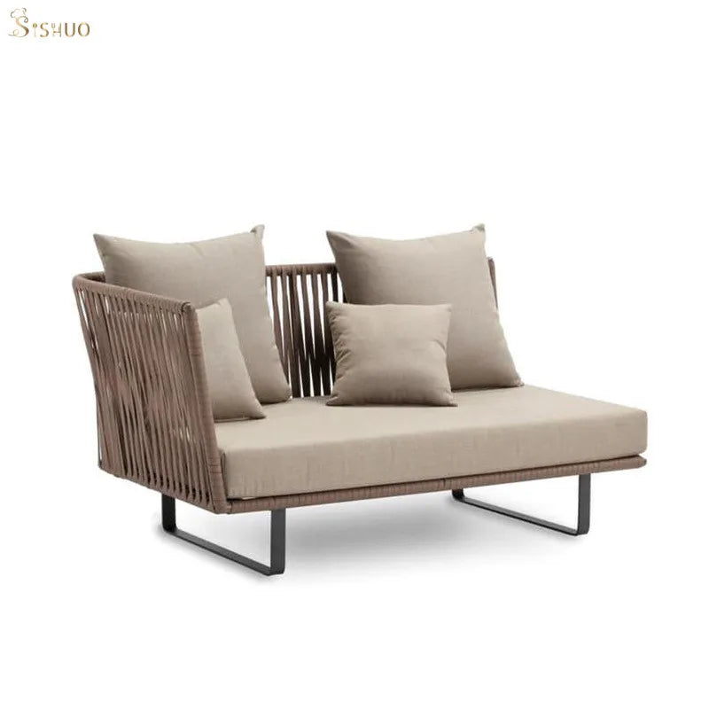 banc de jardin canapé d'angle en rotin pour extérieur - vue 12 sur 12