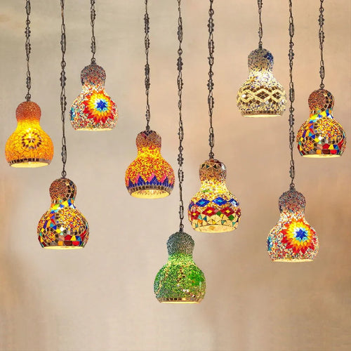 lustre en mosaïque turque fait main style art déco romantique en verre coloré - vue 3 sur 16