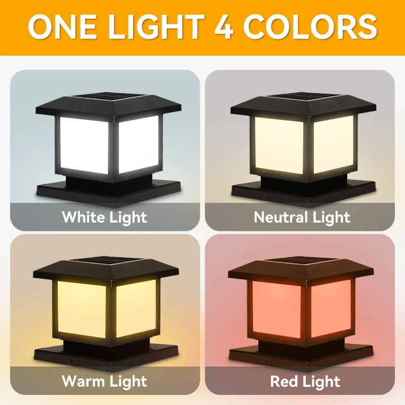 pilier solaire led étanche avec télécommande pour éclairage extérieur - vue 5 sur 8