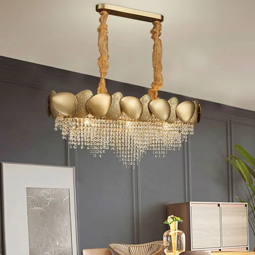 lustre moderne en cristal avec pampilles et led - vue 3 sur 16