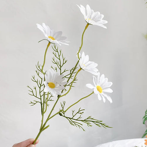 5 têtes de marguerites blanches fleurs artificielles pour décorations festives - vue 10 sur 11