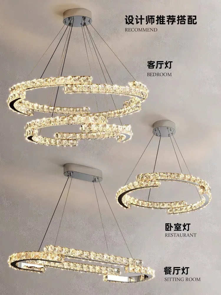 Modern Luxury K9 Crystal Led Chandelier In Dining Room, Nordic Living Room, Kitchen Lights, Bar, Bedroom Lighting Chandelier - vue 5 sur 13