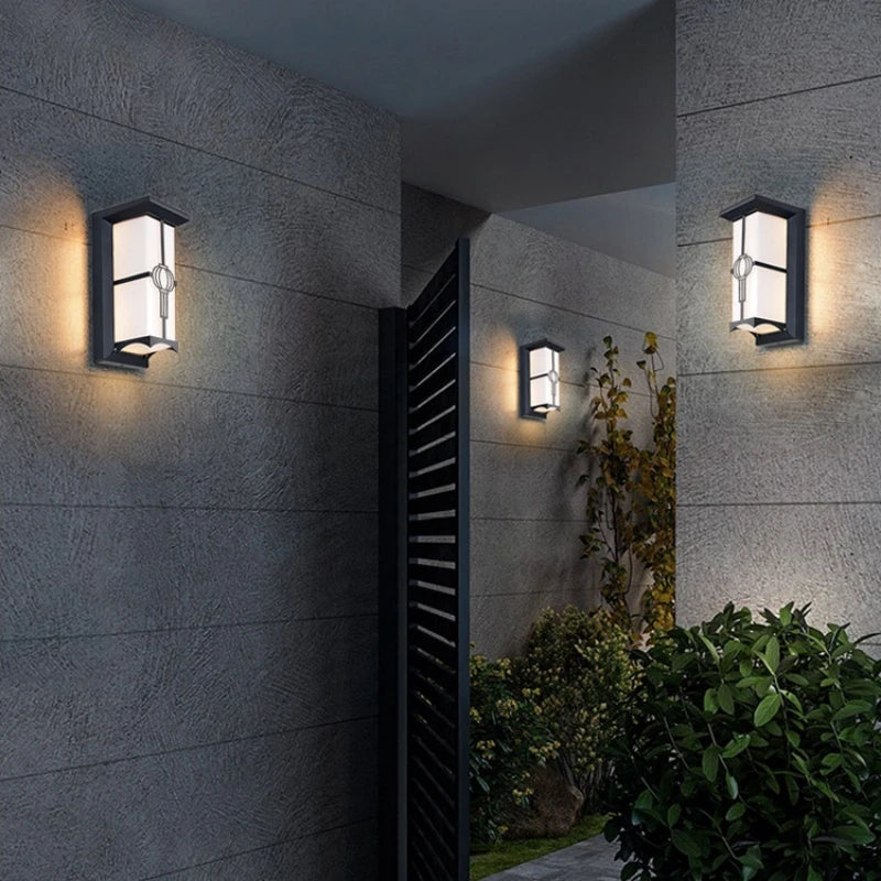 LED applique extérieure en plastique/aluminium porte d'entrée étanche IP65 applique jardin Patio terrasse maison luminaire mural