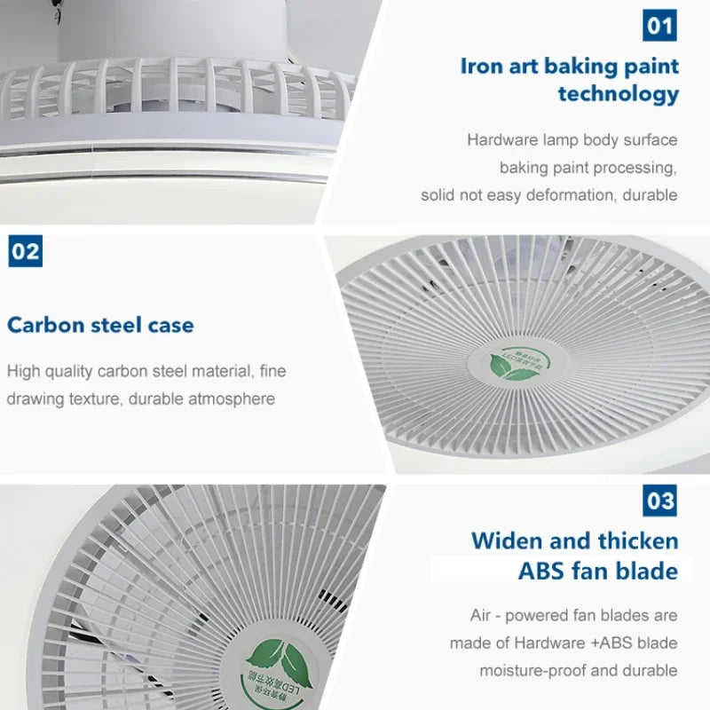 ventilateur de plafond led moderne avec télécommande et lustre - vue 8 sur 8