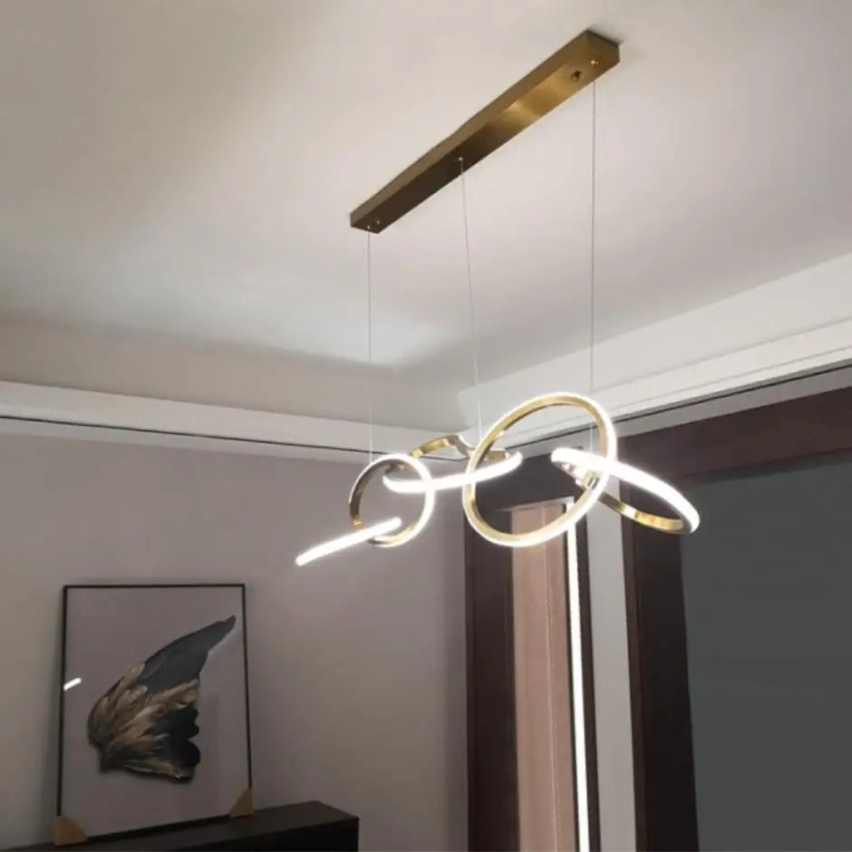 suspension moderne en acier inoxydable doré pour décoration artistique - vue 4 sur 11
