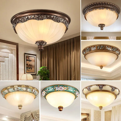 lampes de plafond led rondes design rétro en résine européenne - vue 2 sur 15