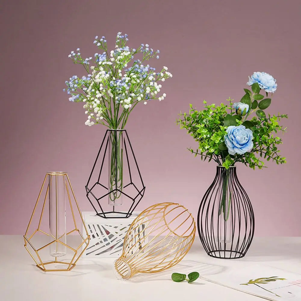 vase en fer rétro avec verre décoration nordique moderne - vue 7 sur 16