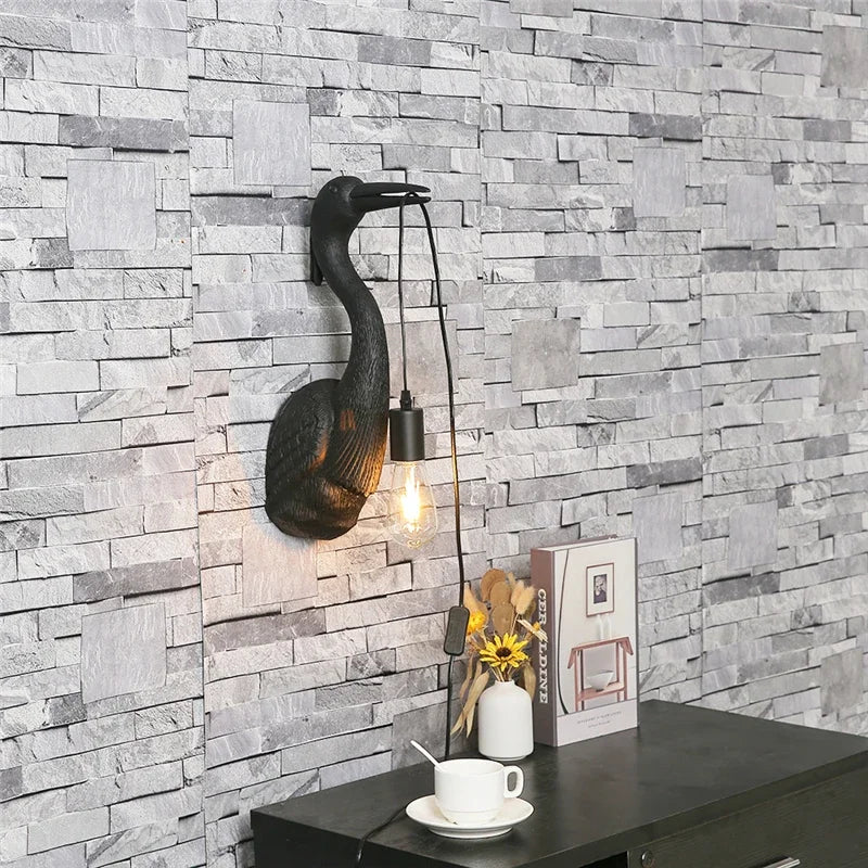 applique murale en résine grue design nordique moderne décorative - vue 4 sur 9