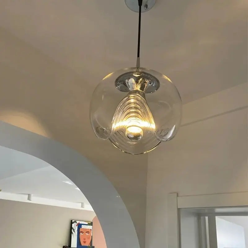 plafonnier bauhaus en verre avec ondulation led moderne