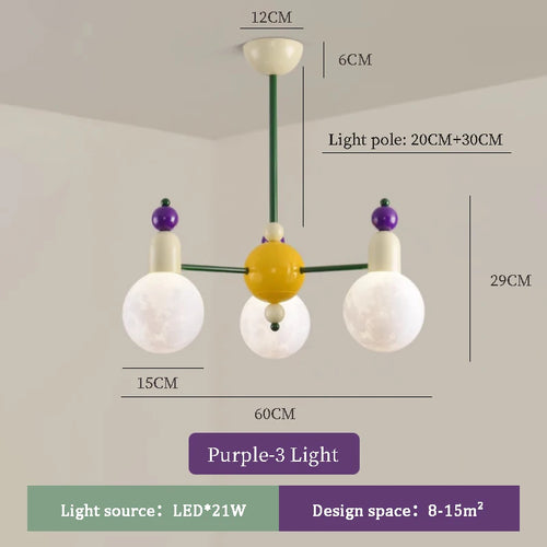 lustre moderne pour chambre d'enfants design nordique lumineux et coloré - vue 10 sur 12