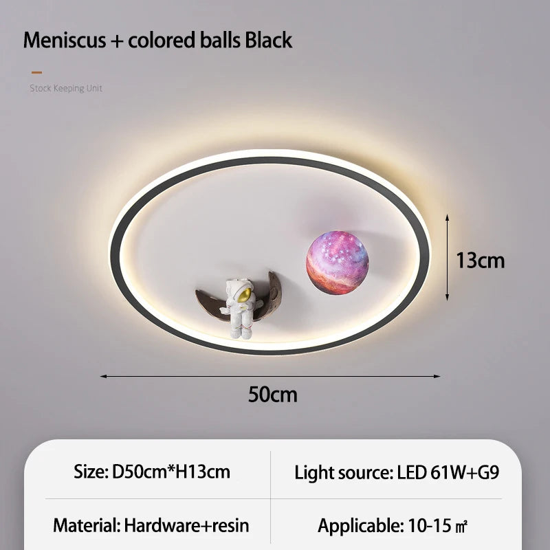 Plafonnier Rond LED Enfant 30cm - Motif Dessin Animé, Gradation Et Télécommande - 36W, Blanc Chaud/Blanc Froid