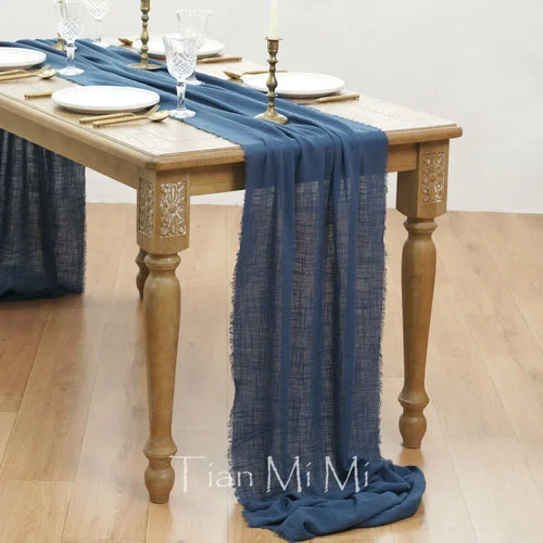 Chemin de table coton gaze style vintage mariage - vue 24 sur 29