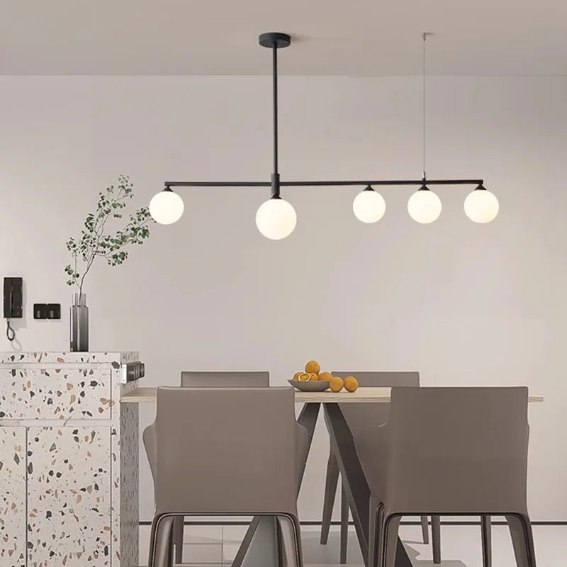 Table à manger pastorale lampes suspendues longue suspension pour salon cuisine restaurant lustre luminaires verre blanc laiteux