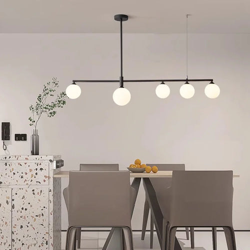 Pastoral Dining Table Pendant Lamps Long Hanging Light for Living Room Kitchen Restaurant Chandelier Fixtures Milky White Glass