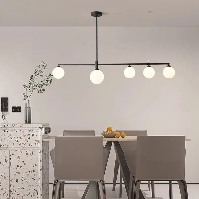 Pastoral Dining Table Pendant Lamps Long Hanging Light for Living Room Kitchen Restaurant Chandelier Fixtures Milky White Glass - vue 3 sur 12
