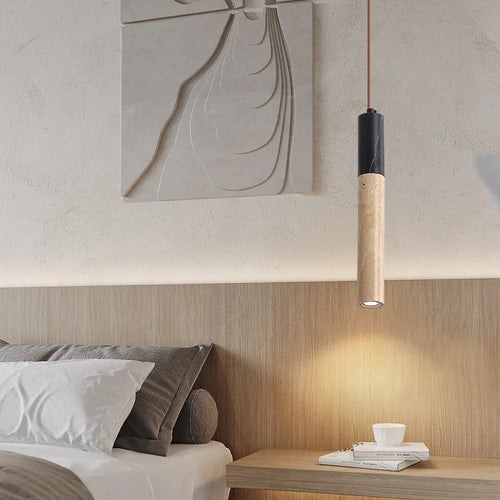 suspension vintage en pierre naturelle avec abat-jour cloche