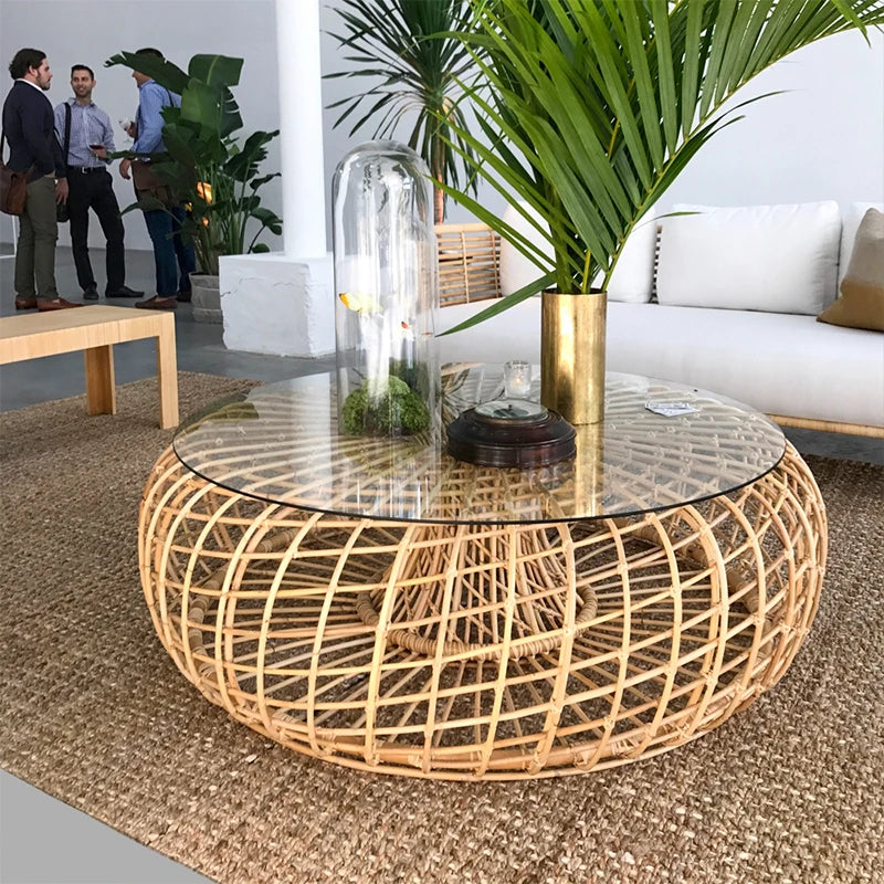 canapé extérieur en teck avec table basse et lit