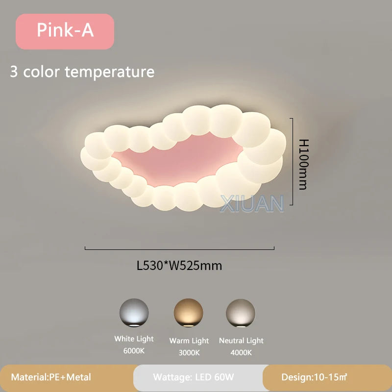 Nordic Cloud Ceiling Lamps Bedroom Ceiling Light Pink White Bubble Design Children's Room Chandelier Lights for Princess Room - vue 11 sur 12