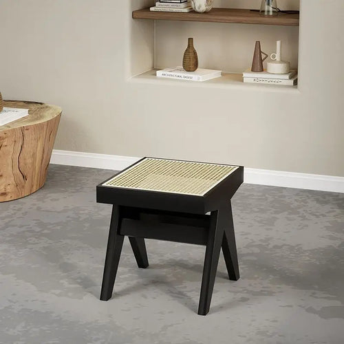 banc en rotin massif chaise longue et ottoman rétro polyvalent - vue 11 sur 14
