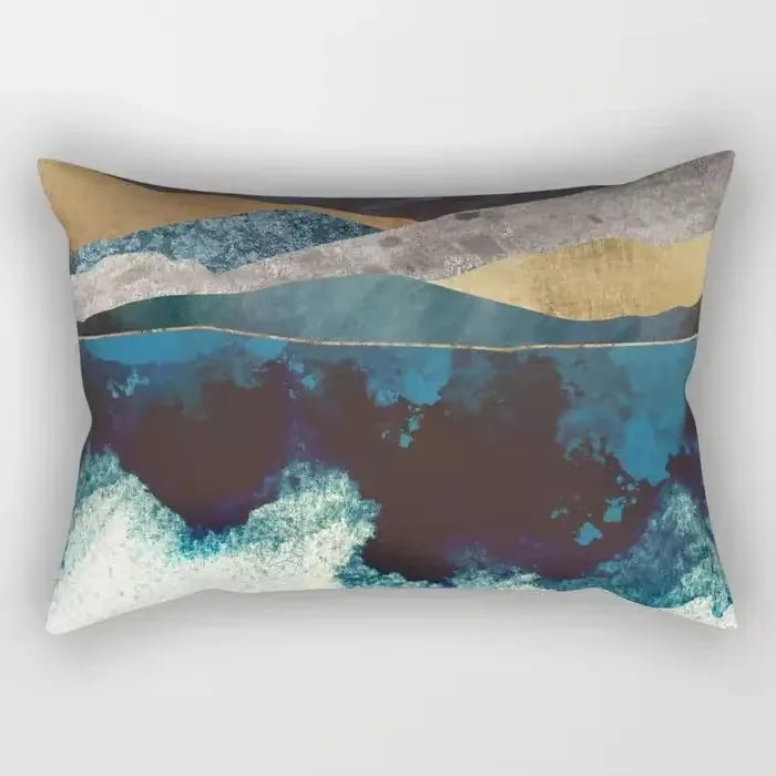 taie d'oreiller rectangulaire à rayures aquarelle chinoises décoratives