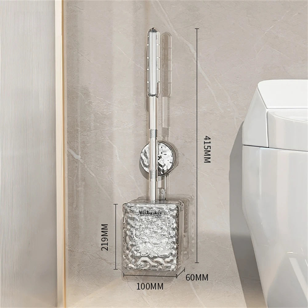 brosse de toilette à ventouse motif glacier avec long manche et fixation murale - vue 8 sur 8