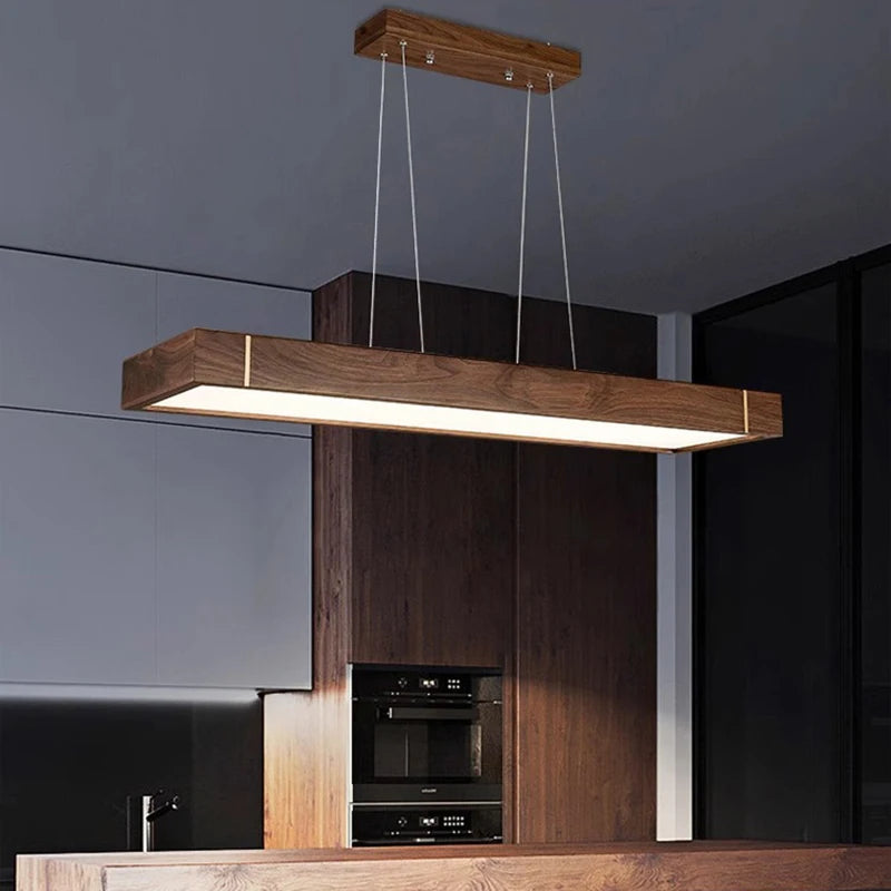 Lustre led modernes design bois foncé pour décoration intérieure - vue 3 sur 12