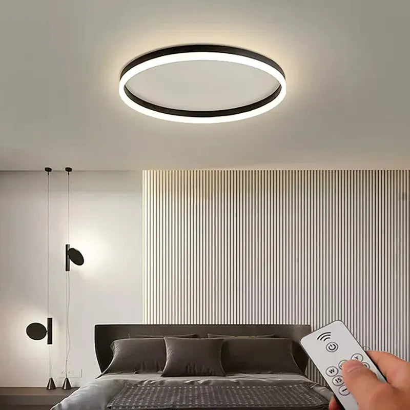 Plafond moderne à LEDs lampes lustre lumières salon salle à manger cuisine chambre plafonnier simple rond décor à la maison lumière intérieure