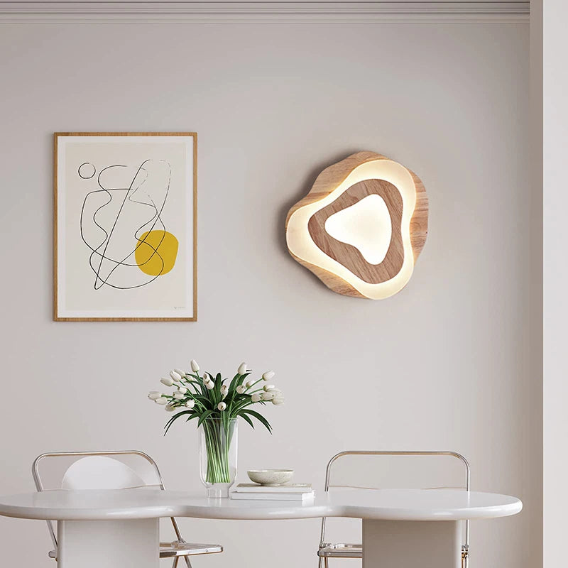 lustre led moderne en bois pour chalet loft intelligent - vue 4 sur 12