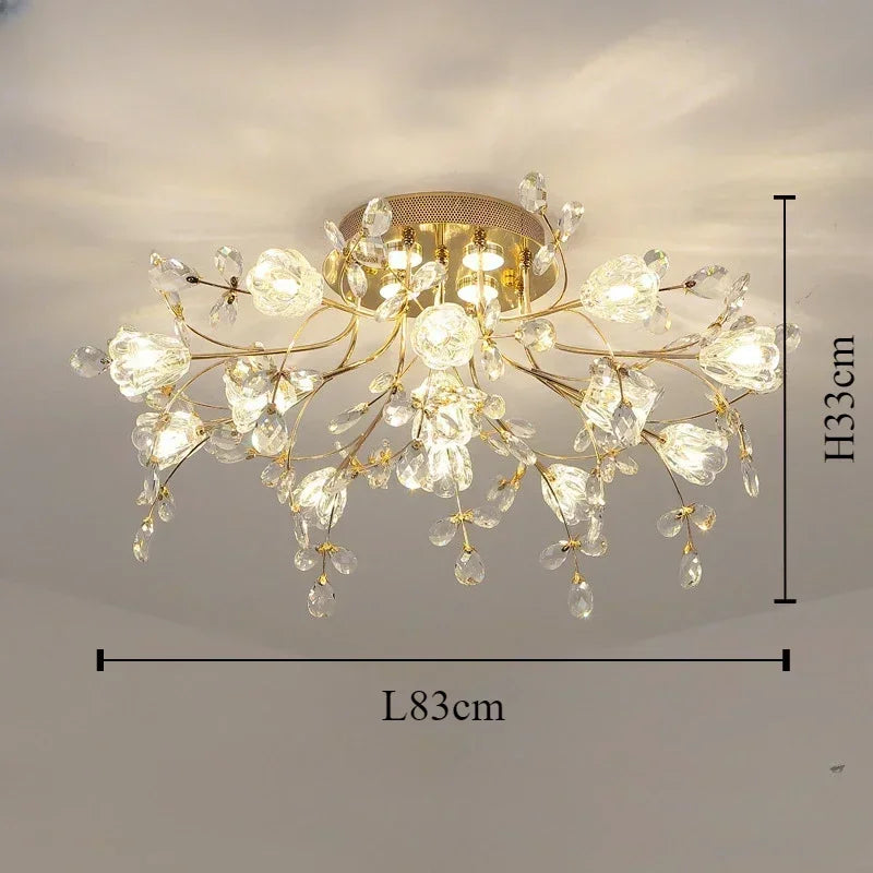plafonnier led vintage en cristal à fleurs décoratif