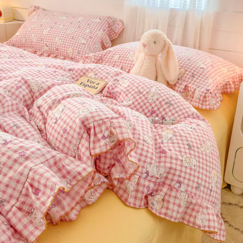 housse de couette bonenjoy en dentelle imprimée avec volants