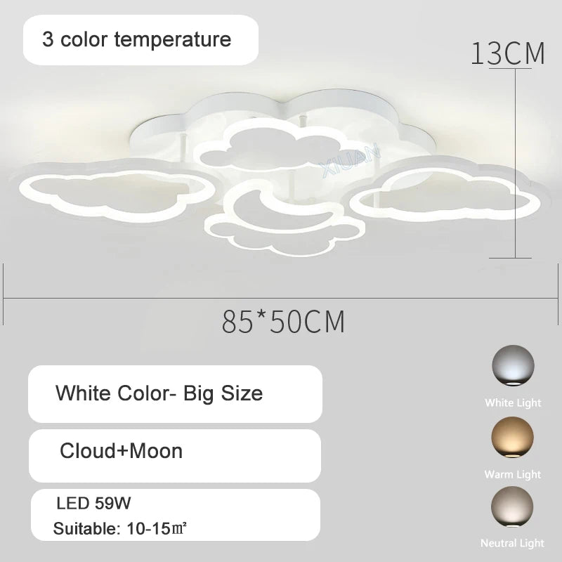 lustre led moderne en forme de lune étoile nuage pour enfants