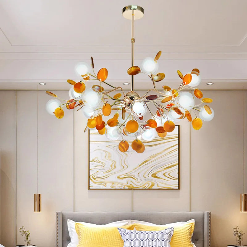 lustre led nordique bulle lumière luciole agate naturel romantique - vue 4 sur 10