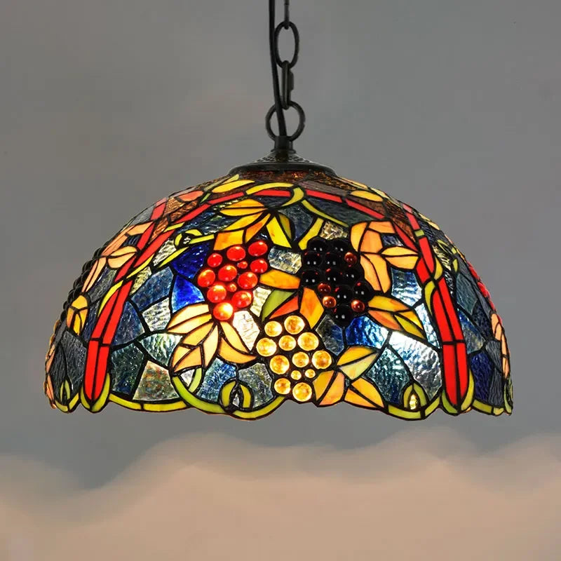 Lustre en verre coloré Tiffany rétro européen - vue 25 sur 29
