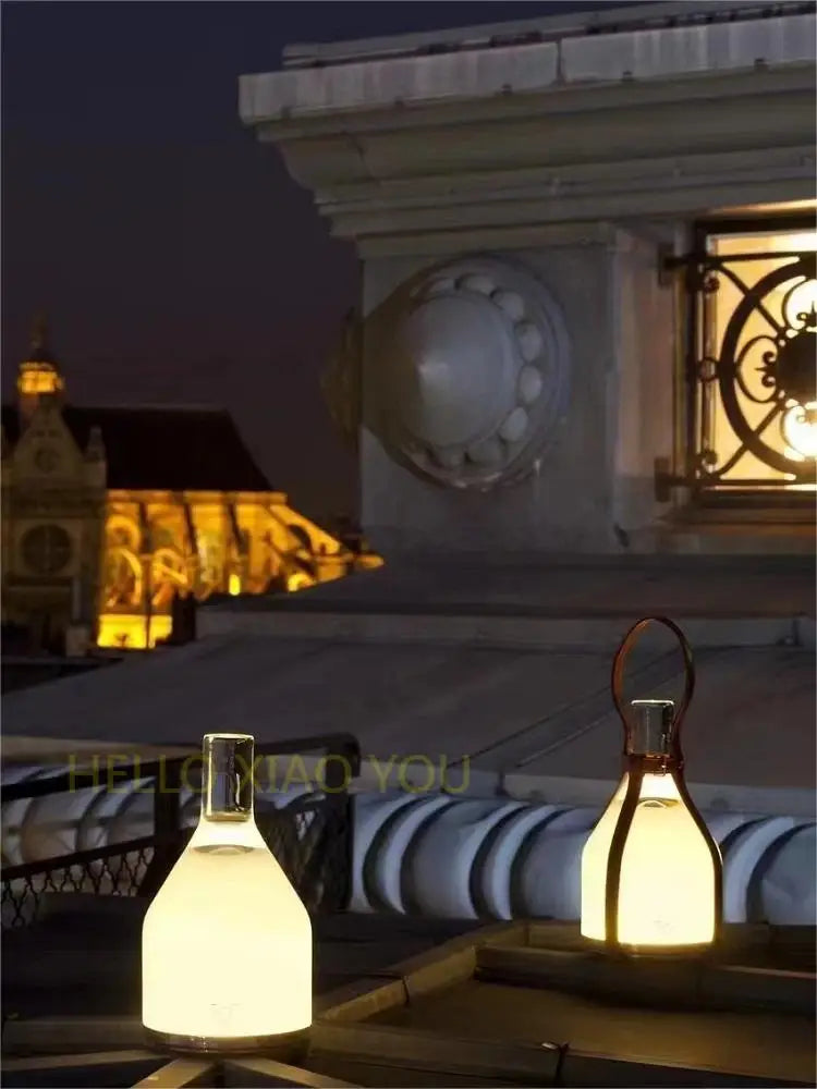 lampe de chevet portable en cuir avec chargeur tactile