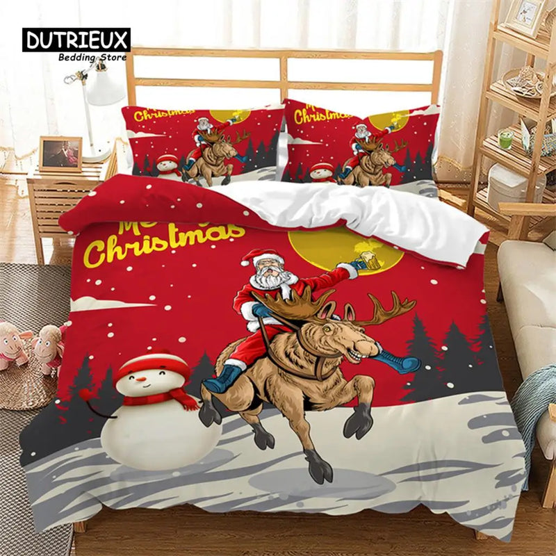 ensemble de literie blanc joyeux noël en microfibre pour toutes les tailles