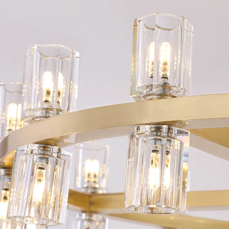 lustre led en cuivre et cristal design moderne luxueux - vue 6 sur 17