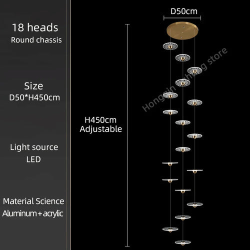 lustre moderne pour escalier design nordique simple et élégant - vue 9 sur 21