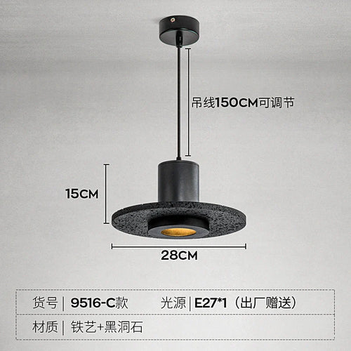 lampe suspendue moderne en pierre à trou noir idéale pour bar ou studio - vue 10 sur 9