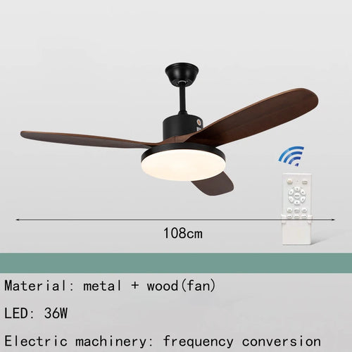 ventilateur de plafond moderne avec lumière télécommande et led modifiable - vue 10 sur 12