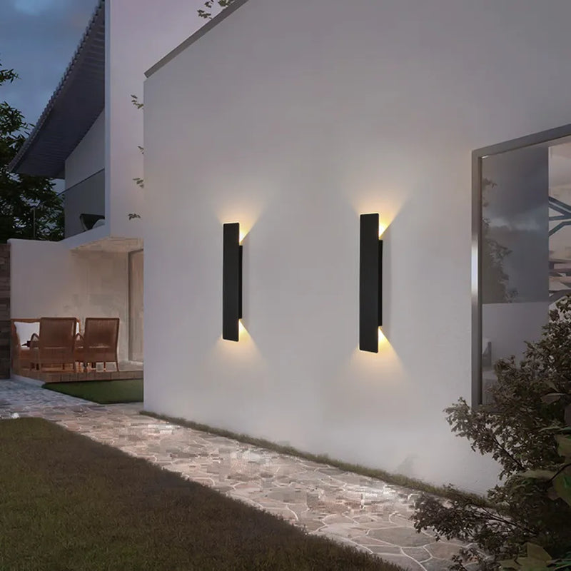Applique murale extérieures imperméables bande aluminium appliques murales 18W LED noir applique chambre extérieur luminaires extérieurs