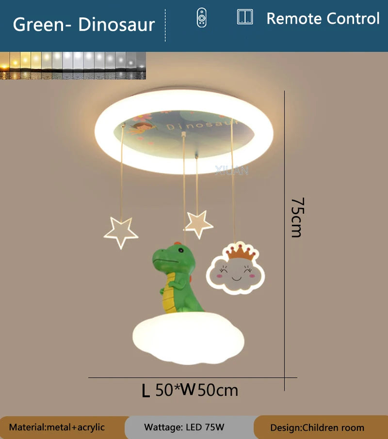 lustre créatif dinosaure led pour enfants soin des yeux - vue 9 sur 9