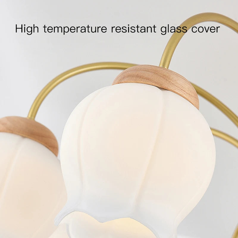 lustre en bois design moderne éclairage led pour chambre enfant - vue 10 sur 12