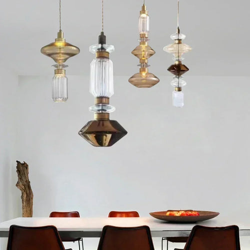 lustre moderne en cristal avec éclairage led pour décoration intérieure - vue 6 sur 14