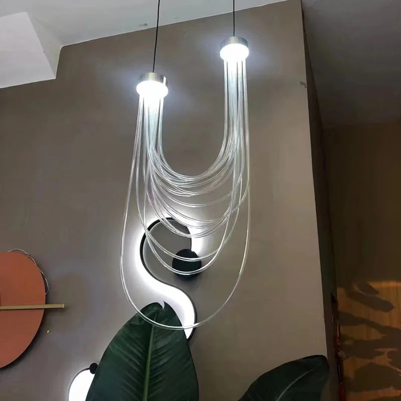 suspension led lumière transparente acrylique 	 fil réglable - vue 6 sur 8