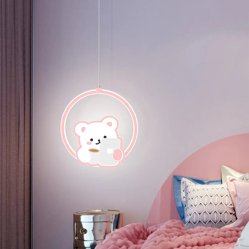 suspension mignonne vache ours rose pour chambre enfant - vue 3 sur 10