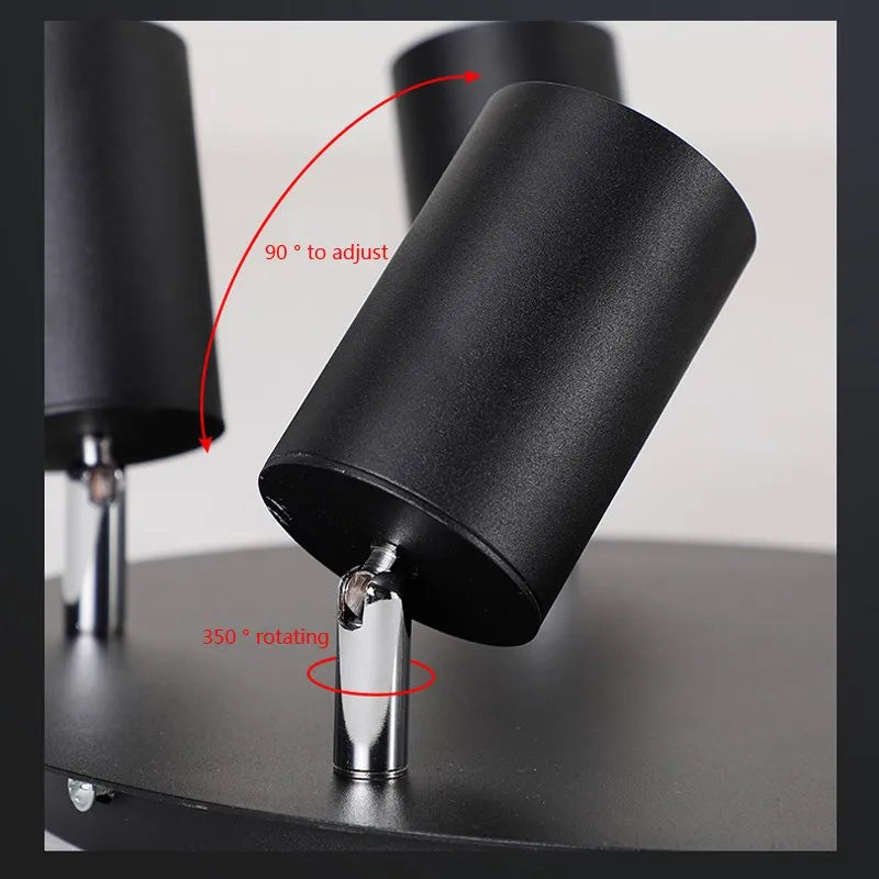 Plafonnier LED au design nordique rotatif à 3/5 têtes dorées - vue 7 sur 12