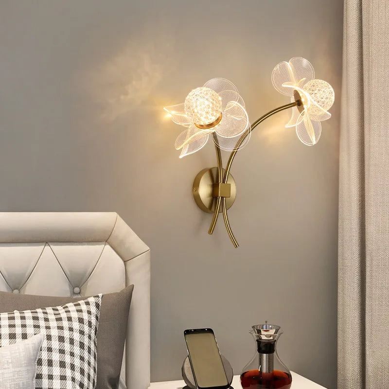 Modern Led personalized decoration lotus leaf garden wall lamp, bedside bedroom, living room, staircase, corridor, kitchen backg - vue 6 sur 23