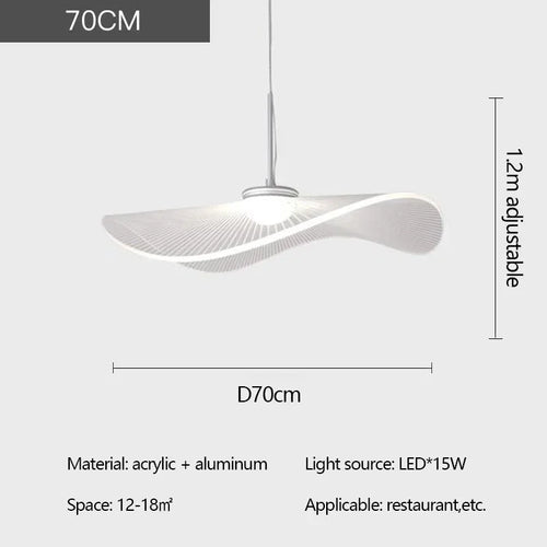 Nordic Acrylic Ceiling Chandeliers Straw Hat Hanging Light Suspension Pendant Lamps for Bedroom Living Dining Room - vue 11 sur 10