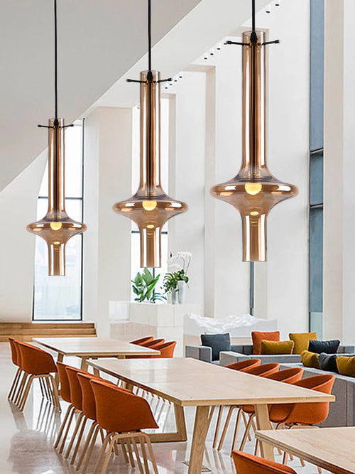 luminaire en verre avec joint en bambou design artistique pour divers espaces - vue 2 sur 12