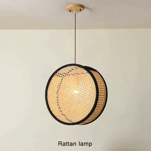 2024 Japanese style Quiet Wind Restaurant Bar, Restaurant Island, Homestay Bedhead Vine Weaving Art Pendant Light